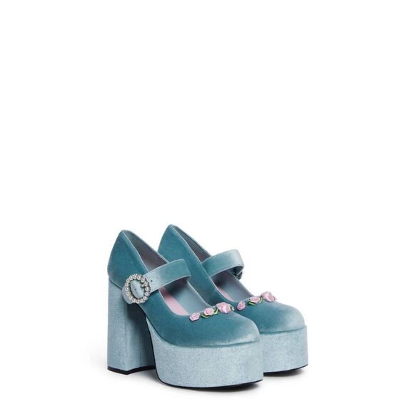 Sugar Thrillz So This Is Love Velvet Platform Heels - Picture 3 of 4